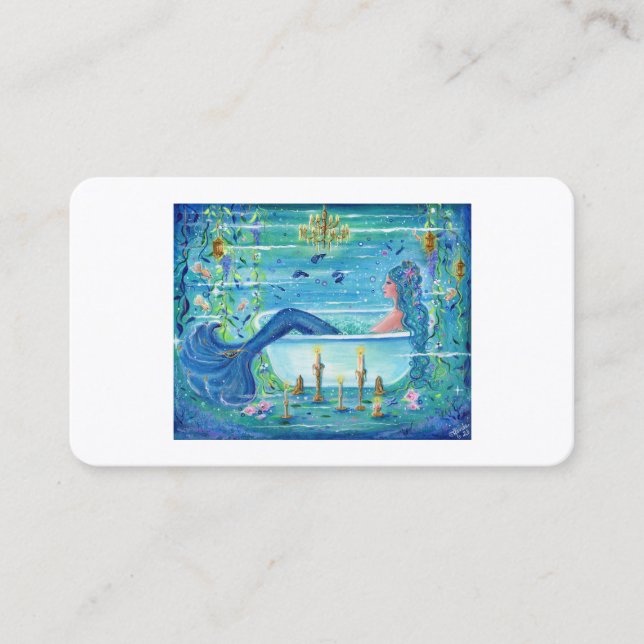 Mermaid in a bathtub art by Renee Lavoie   Business Card (Front)