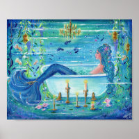 Mermaid in a bathtub art by Renee Lavoie 