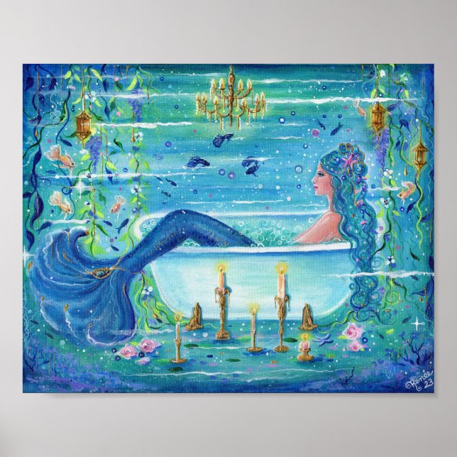 Mermaid in a bathtub art by Renee Lavoie  Poster (Front)