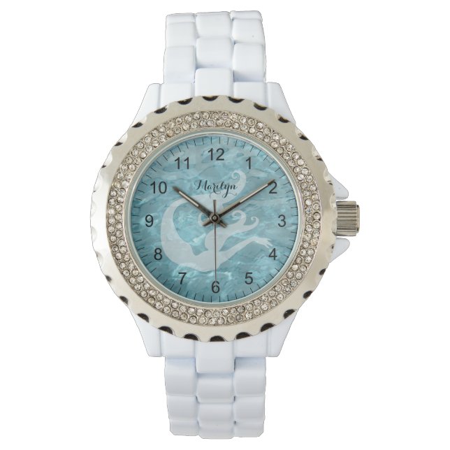 Mermaid in  Aqua Pool Water - Abstract Photography Watch (Front)