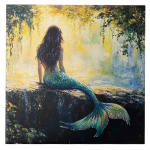 Mermaid in the Cove Painting Tile