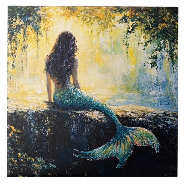 Mermaid in the Cove Painting Tile (Front)