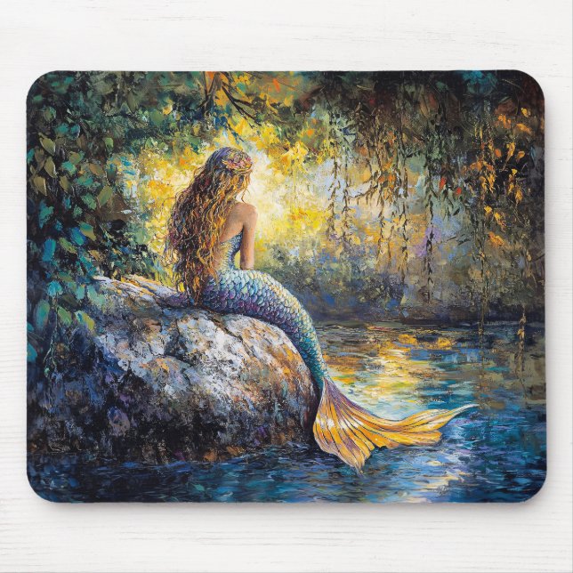 Mermaid in the Grotto Painting Mouse Mat (Front)