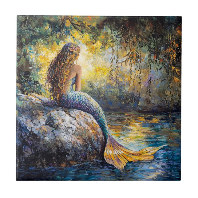 Mermaid in the Grotto Painting Tile (Front)