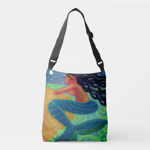 Mermaid in the Moonlight Abstract Art Crossbody Bag