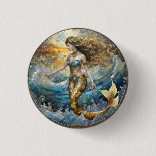 Mermaid in the Ocean Waves 3 Cm Round Badge
