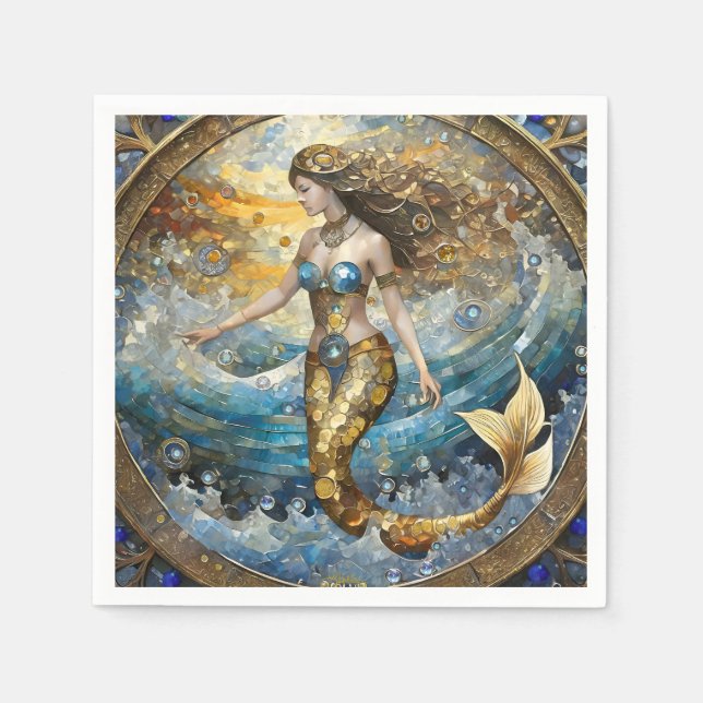 Mermaid in the Ocean Waves Napkin (Front)