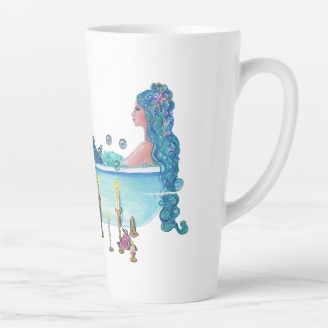 Mermaid in tub by Renee Lavoie Latte Mug (Right)