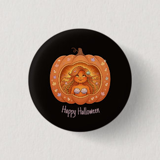 Mermaid Inside Pumpkin Design 3 Cm Round Badge