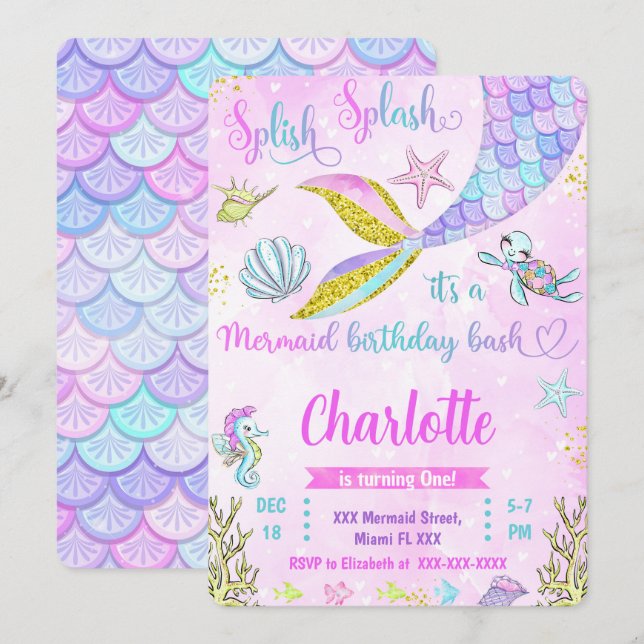 Mermaid Invitation (Front/Back)