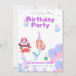 mermaid invitation card Sara’s birthday