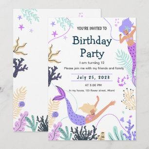Mermaid Invitation for an Under the Sea Birthday 