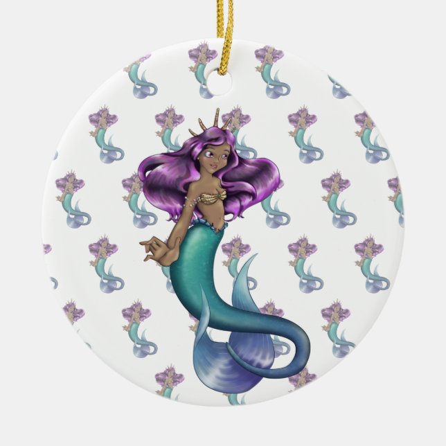 Mermaid Iole Ceramic Tree Decoration (Front)