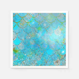 Mermaid Iridescent Pearl Shimmer Birthday Party Napkin