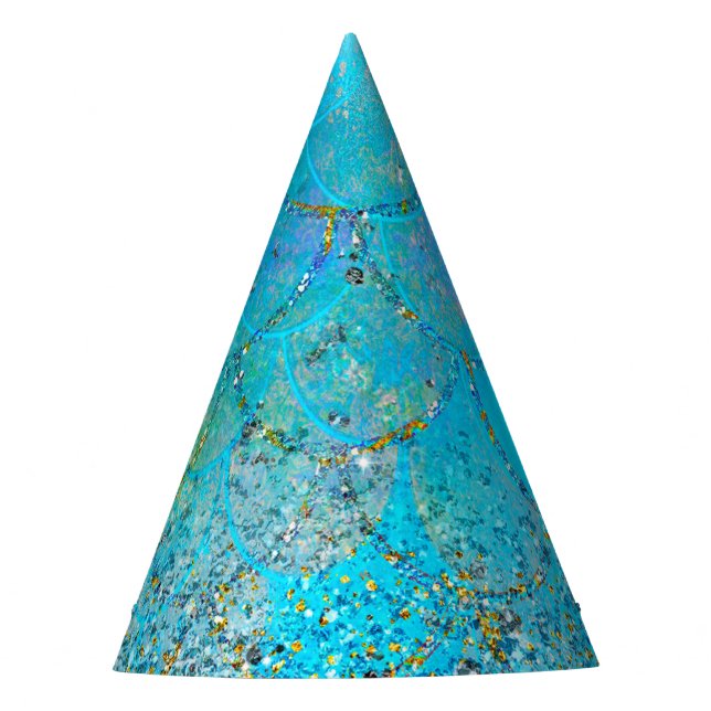 Mermaid Iridescent Pearl Shimmer Birthday Party Party Hat (Front)