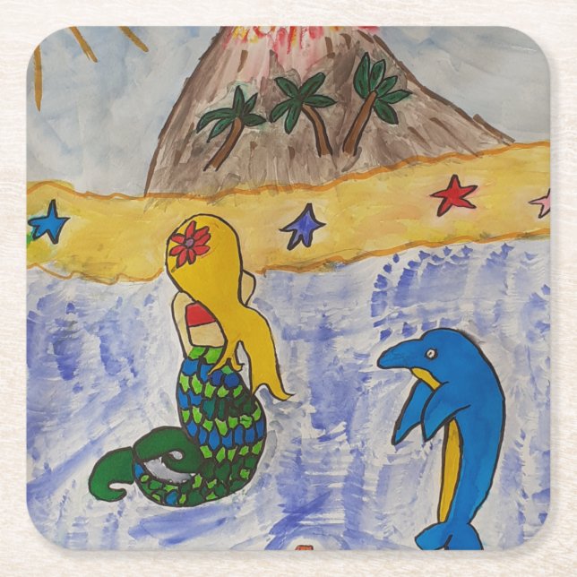 Mermaid Island Paper Coaster (Front)