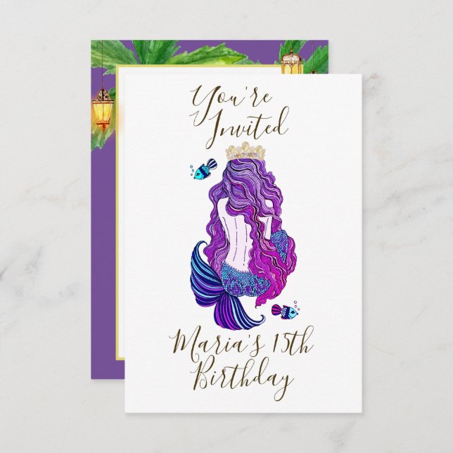 Mermaid Island  Paradise Invitation (Front/Back)