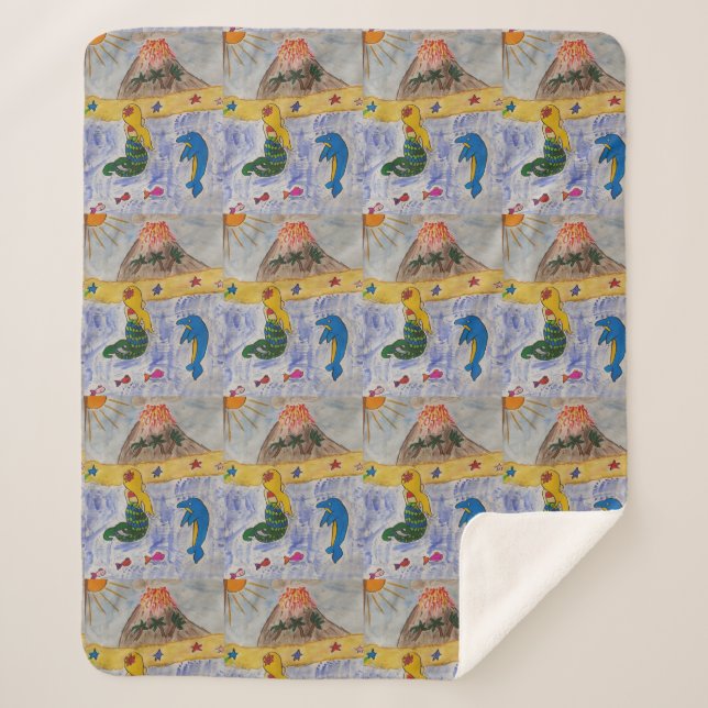 Mermaid Island Sherpa Blanket (Front)