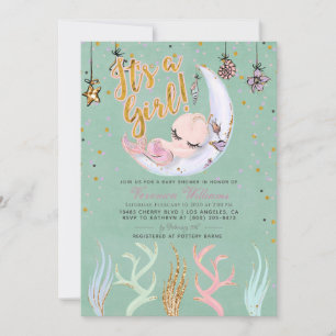 Mermaid It's a Girl Baby Shower Invitation