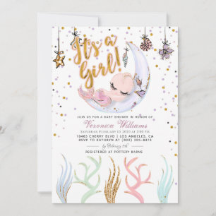 Mermaid It's a Girl Baby Shower Invitation