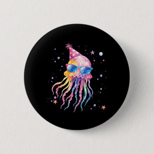 Mermaid Jellyfish Birthday Summer Matching 6 Cm Round Badge