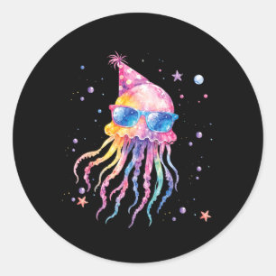 Mermaid Jellyfish Birthday Summer Matching Classic Round Sticker