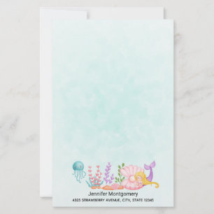 Mermaid & Jellyfish Under the Sea Watercolor