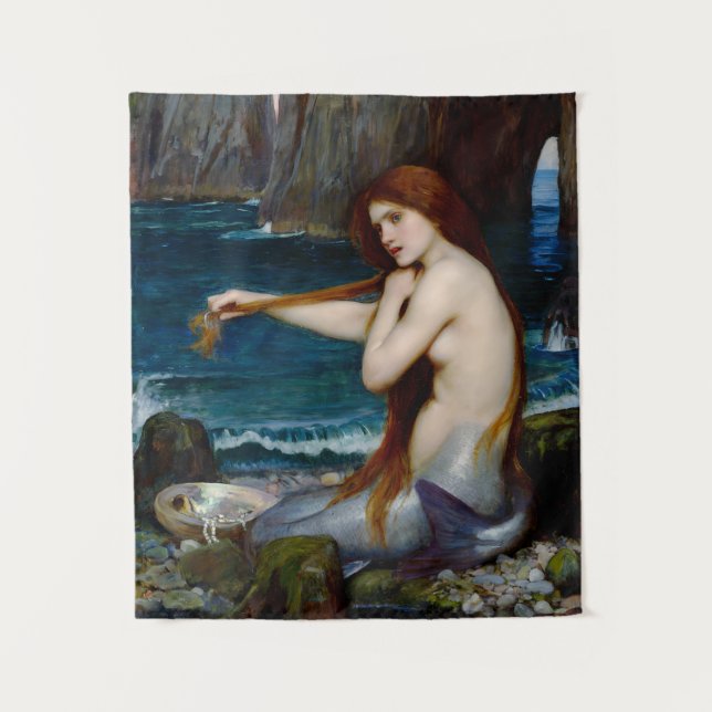 Mermaid John William Waterhouse Painting Tapestry (Front)