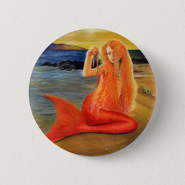 Mermaid Key Sunset Button (Front)