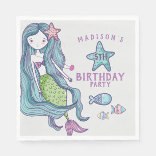 Mermaid Kids Birthday Party Napkin