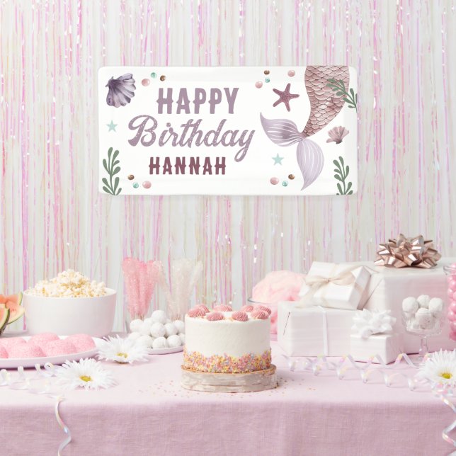 Mermaid Kids Birthday Sea Purple Banner (Party)
