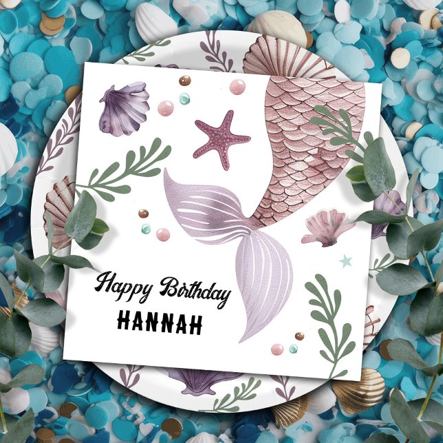 Mermaid Kids Birthday Sea Purple Napkin (Creator Uploaded)