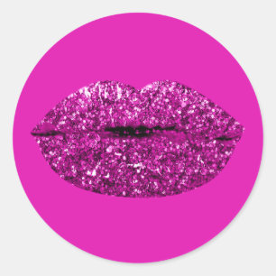 Mermaid Kiss Lips Makeup Artist Berry Magenta Pink Classic Round Sticker