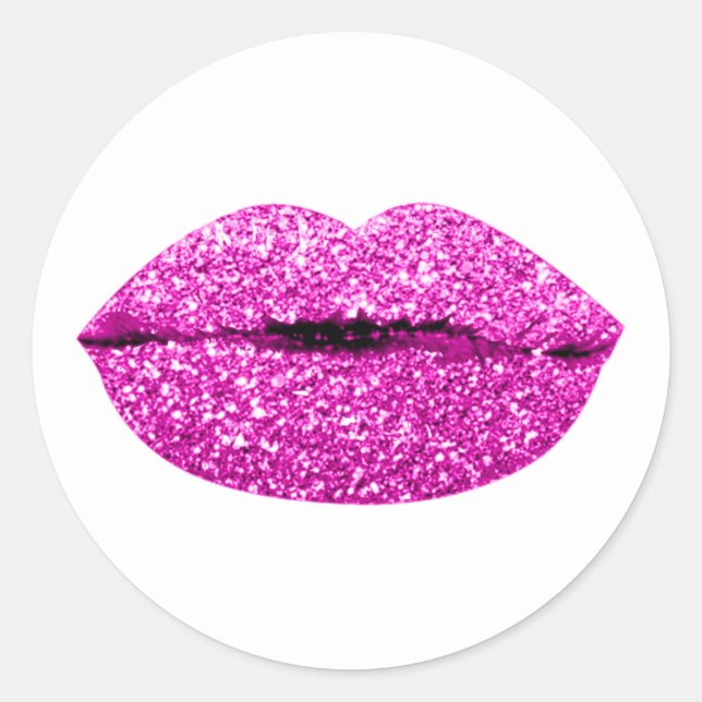 Mermaid Kiss Lips Makeup Artist Pink Magenta Classic Round Sticker (Front)