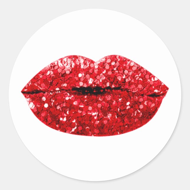 Mermaid Kiss Lips Makeup Artist Red Thank You Classic Round Sticker (Front)