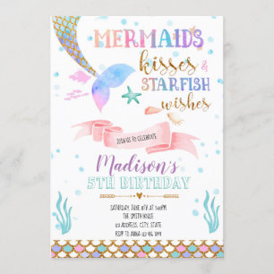 Mermaid kisses and starfish wishes invitation