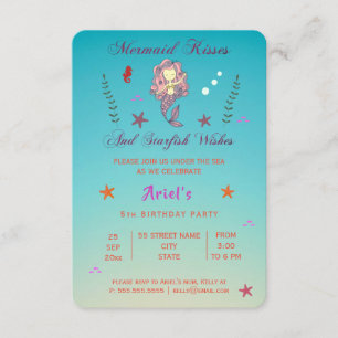 Mermaid Kisses and Starfish Wishes   Party Invite
