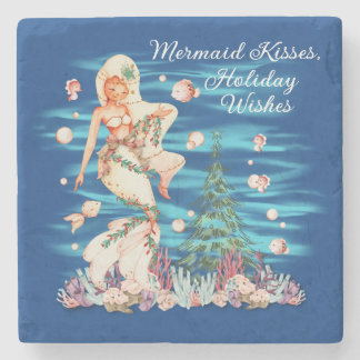 Mermaid Kisses, Holiday Wishes Stone Coaster