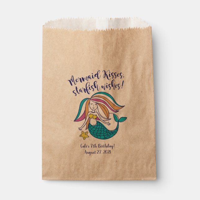 Mermaid Kisses Kraft Favour Bag (Front)