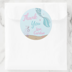 Mermaid Kisses Starfish Wishes Birthday Thank You Classic Round Sticker