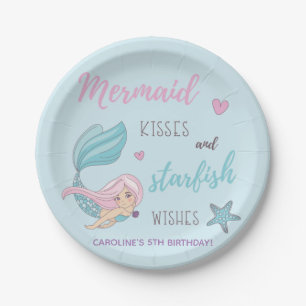 Mermaid Kisses Starfish Wishes Happy Birthday Paper Plate