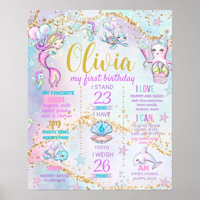 Mermaid Kisses Under the sea Birthday Party 1072 Poster (Front)