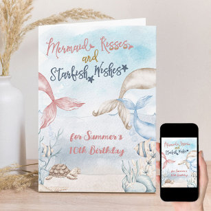 Mermaid Kisses Under the Sea Personalised Birthday Card