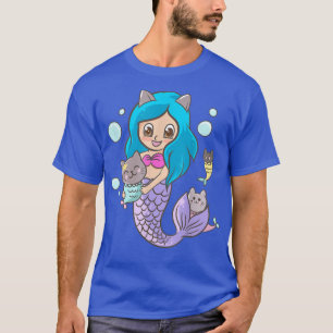 Mermaid Kitten Cats  Cute Kawaii Anime Japanese  T-Shirt