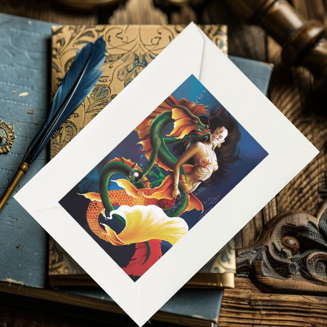 Mermaid Koi Dragon Fantasy Rectangular Sticker (Creator Uploaded)