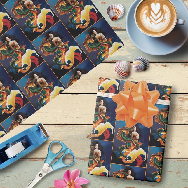 Mermaid Koi Dragon Fantasy Wrapping Paper (Creator Uploaded)