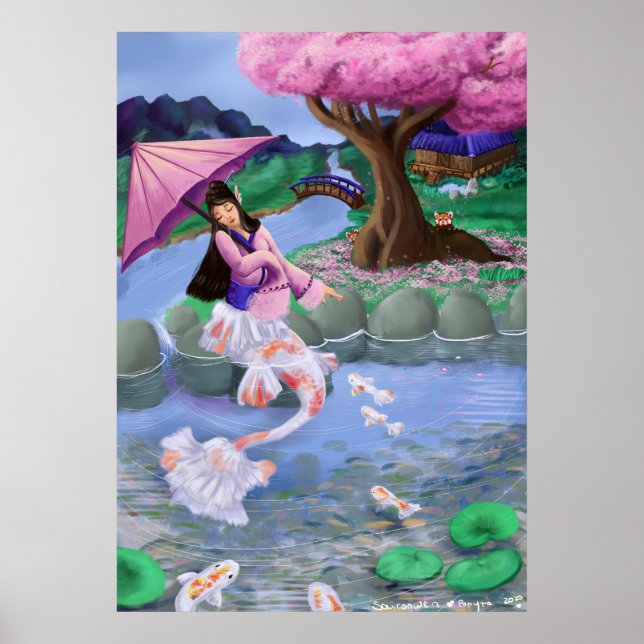 Mermaid Koi landscape Poster (Front)