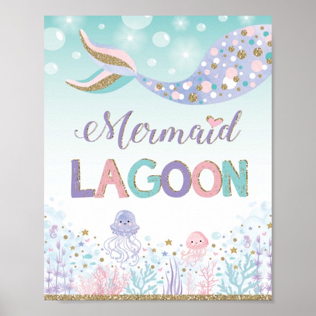 Mermaid Lagoon Sign Underwater Sea Beach Ocean (Front)