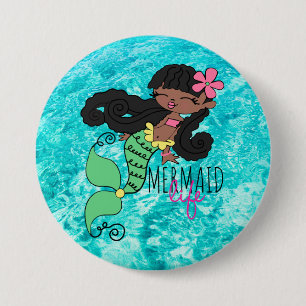 Mermaid Life B 3 Inch Round Button