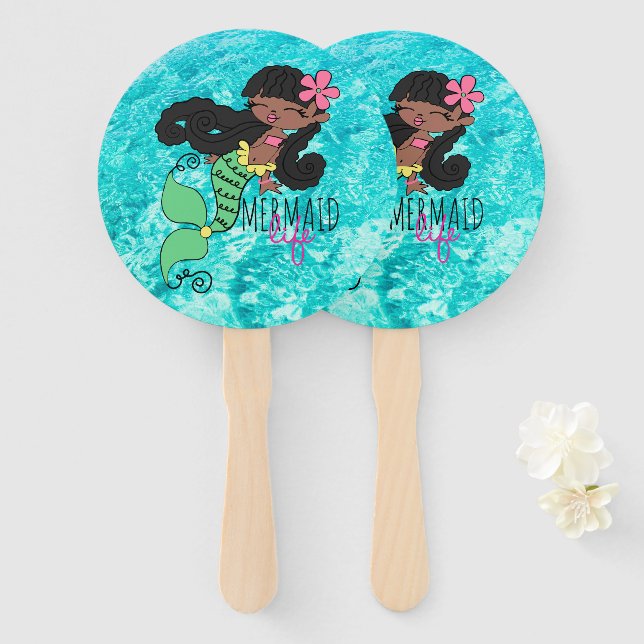 Mermaid Life B Hand Fan (Front and Back)